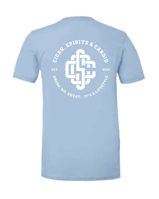 Cigar, Spirits & Cardio Men's Core Short Sleeve Carolina Blue