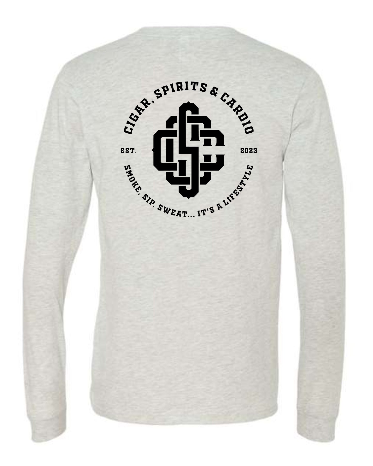 Cigar, Spirits & Cardio Men's Core Long Sleeve Ash Grey