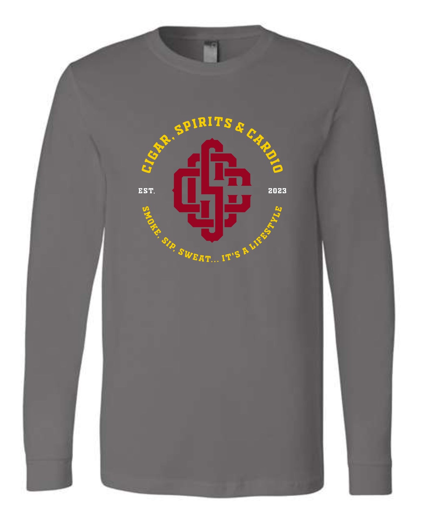 Cigar, Spirits & Cardio Men's Logo Long Sleeve Flint Grey Spark