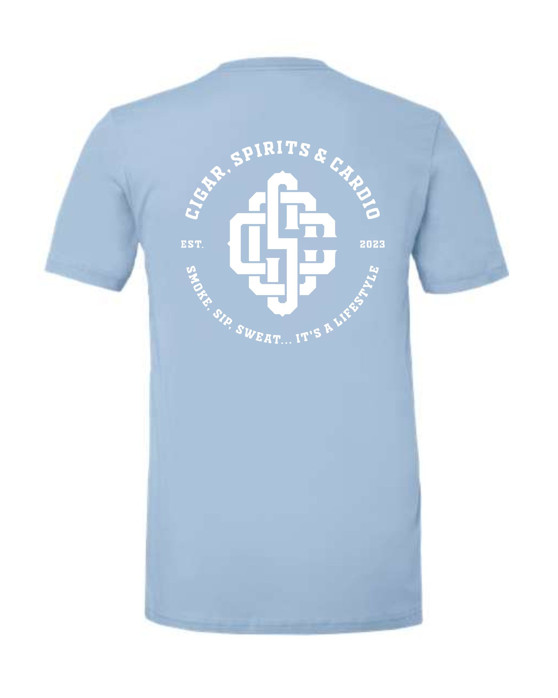 Cigar, Spirits & Cardio Men's Core Short Sleeve Carolina Blue