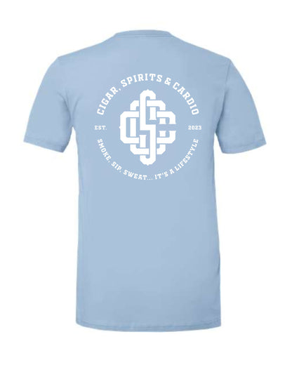 Cigar, Spirits & Cardio Men's Core Short Sleeve Carolina Blue