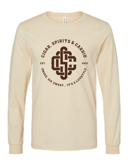 Cigar, Spirits & Cardio Men's Logo Long Sleeve Nicaragua Cream